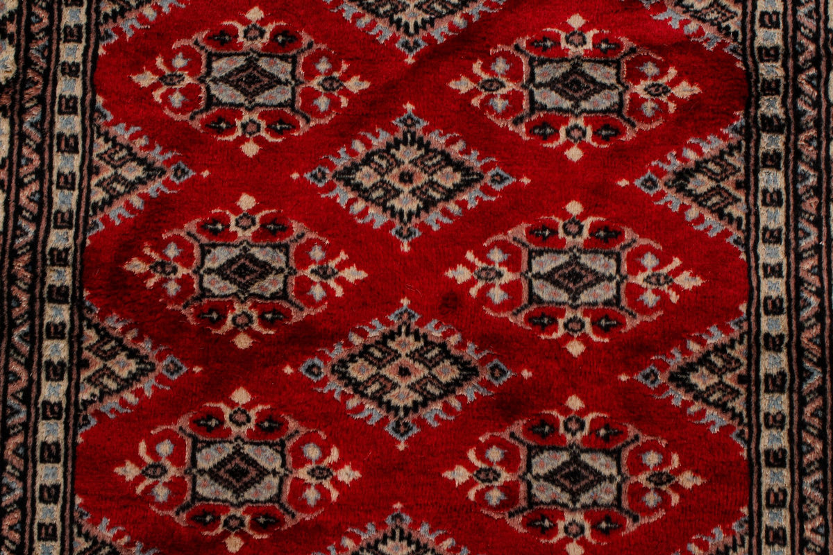 3x5 Red and Ivory Turkish Tribal Rug
