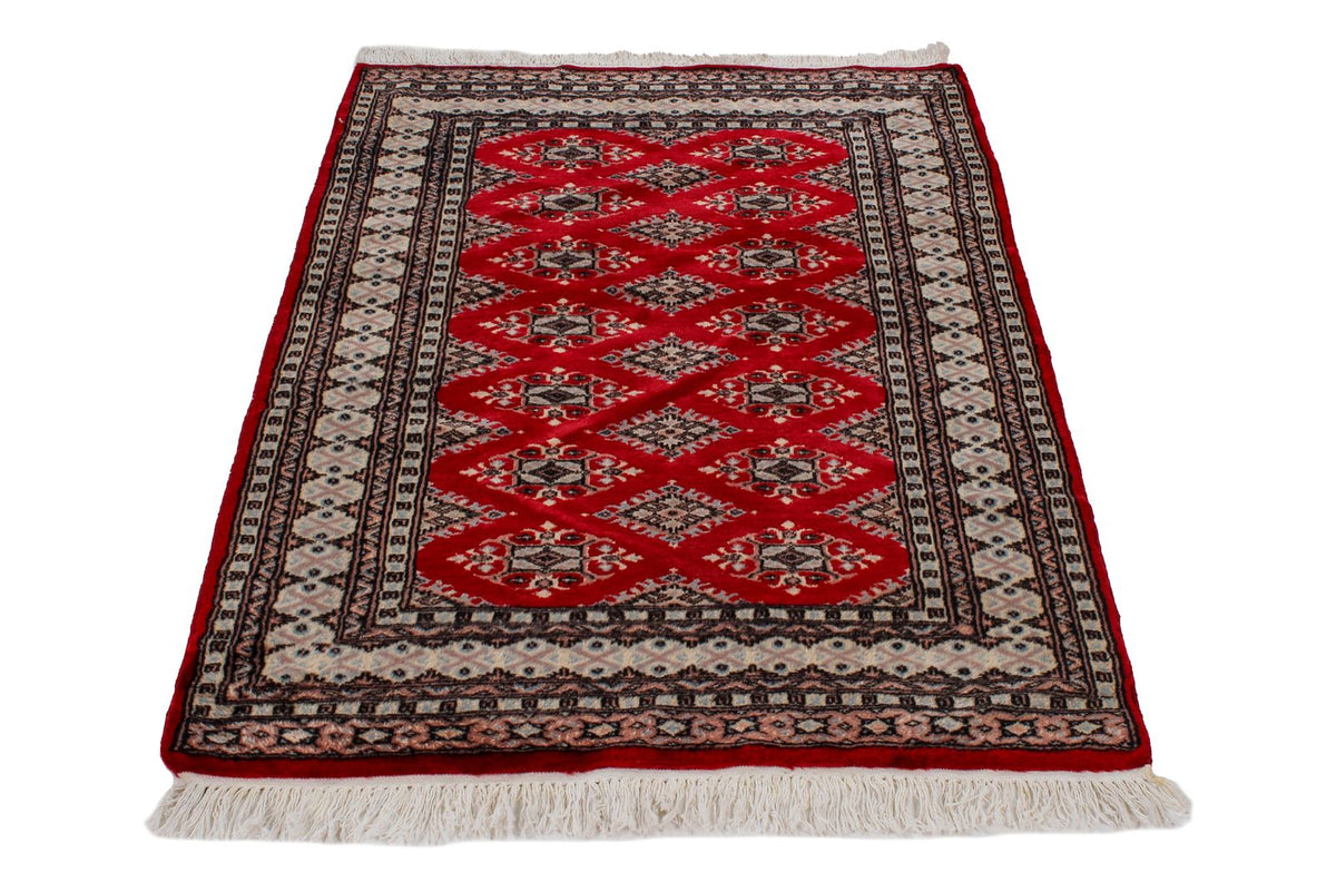 3x5 Red and Ivory Turkish Tribal Rug