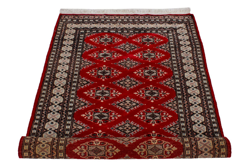 3x5 Red and Ivory Turkish Tribal Rug