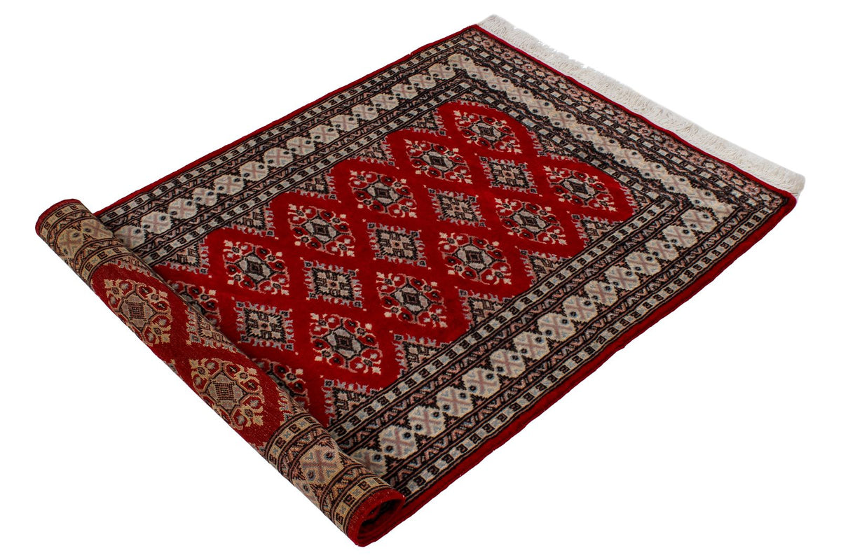 3x5 Red and Ivory Turkish Tribal Rug