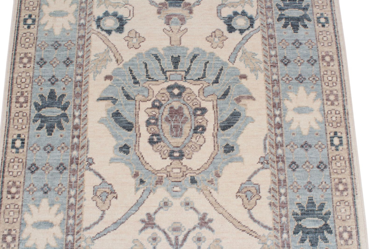 3x10 Ivory and Blue Turkish Traditional Runner