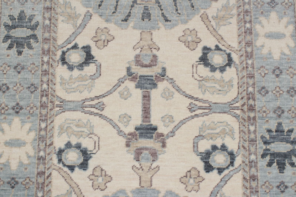3x10 Ivory and Blue Turkish Traditional Runner