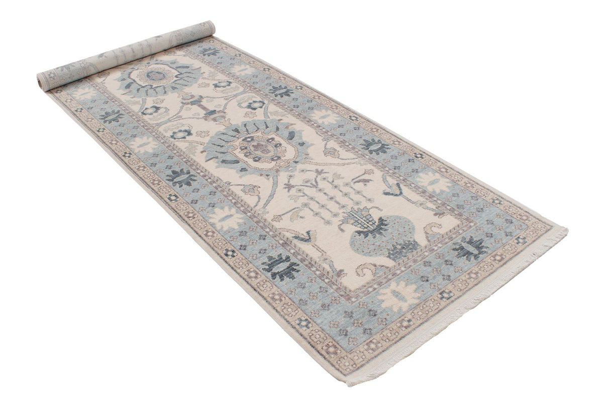 3x10 Ivory and Blue Turkish Traditional Runner