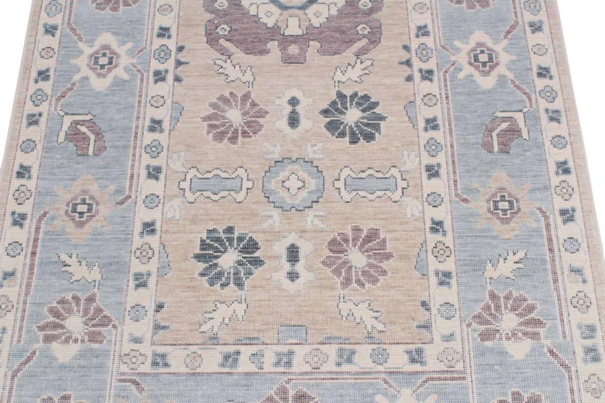 3x11 Beige and Blue Turkish Traditional Runner