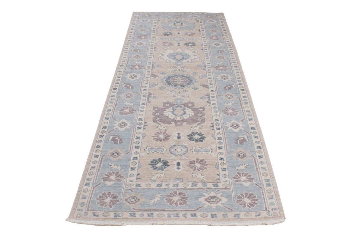 3x11 Beige and Blue Turkish Traditional Runner