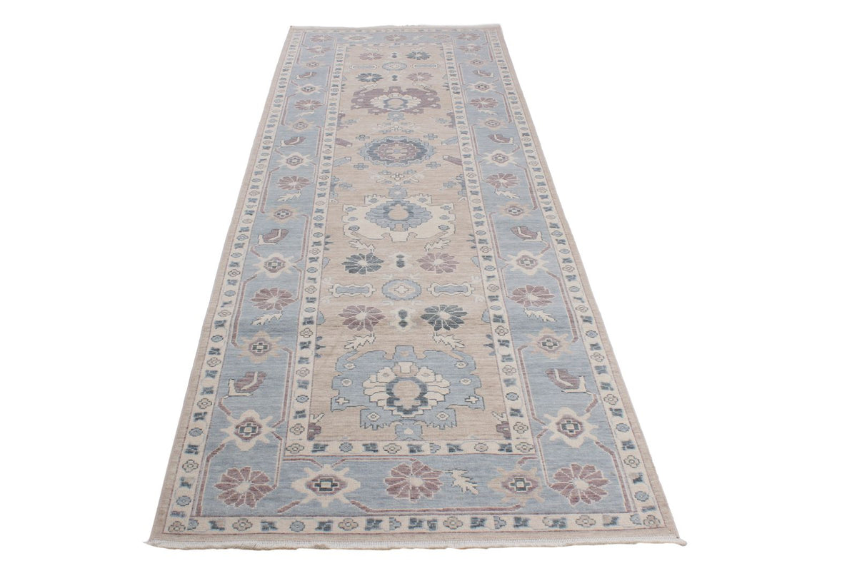 3x11 Beige and Blue Turkish Traditional Runner