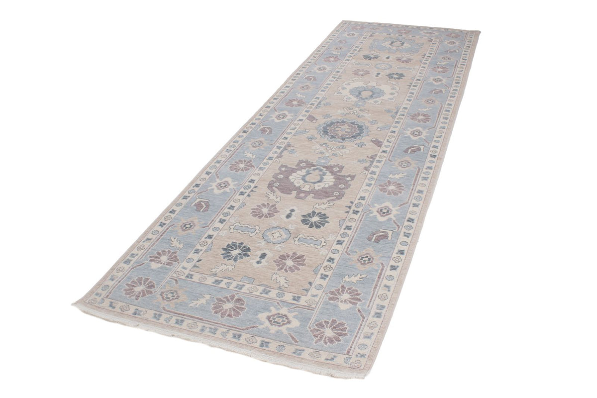 3x11 Beige and Blue Turkish Traditional Runner