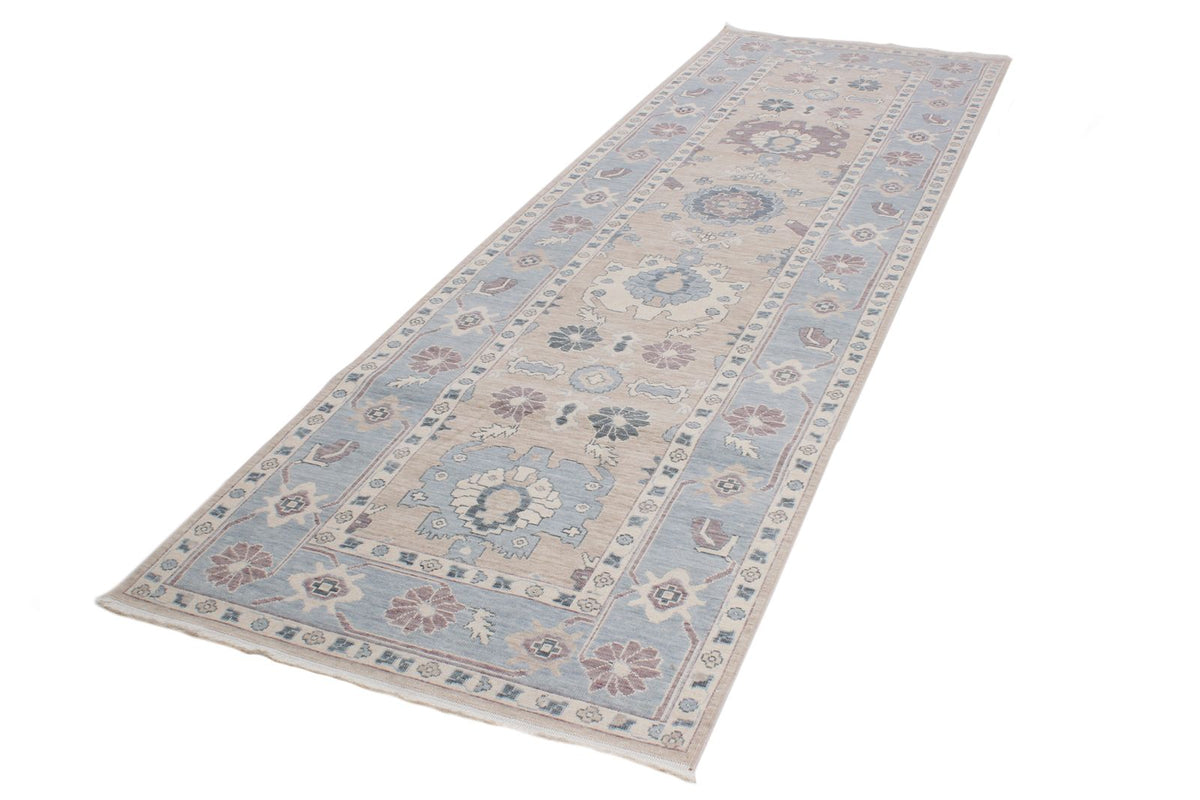 3x11 Beige and Blue Turkish Traditional Runner