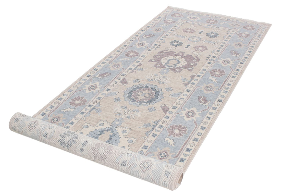 3x11 Beige and Blue Turkish Traditional Runner
