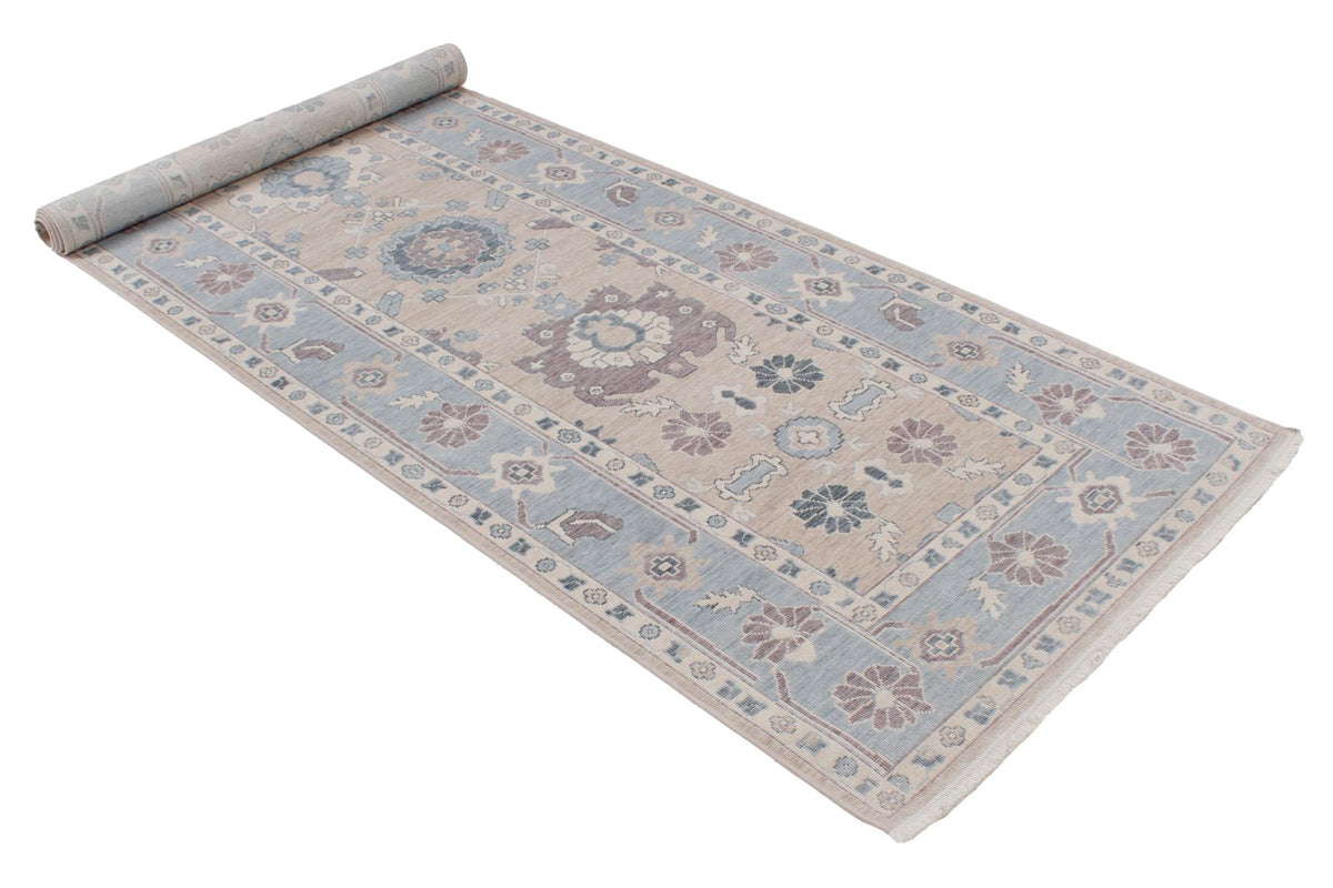 3x11 Beige and Blue Turkish Traditional Runner