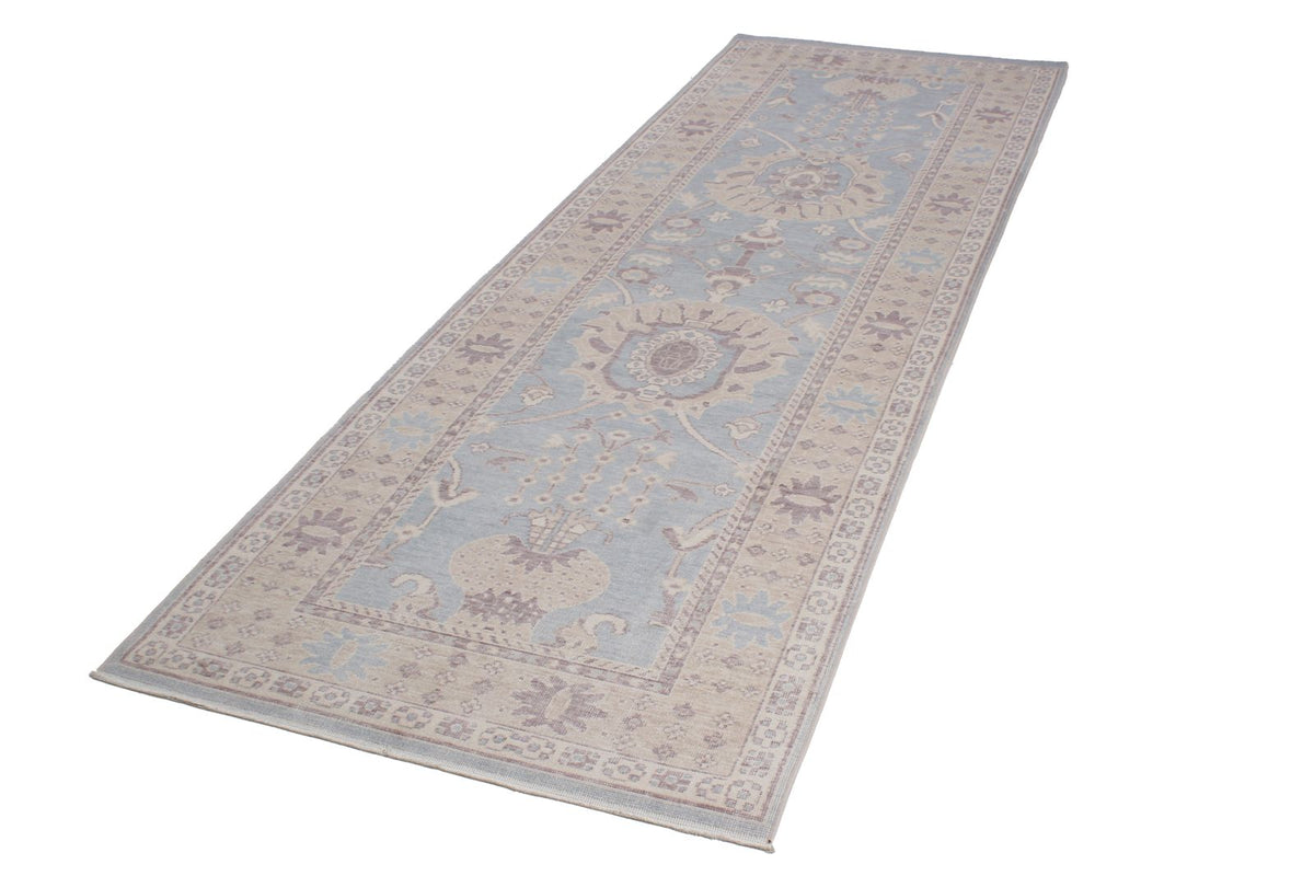 3x10 Blue and Beige Turkish Traditional Runner