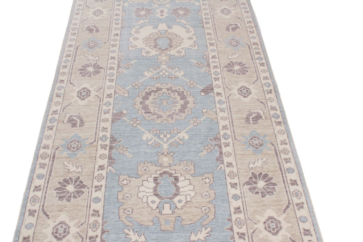 3x11 Beige and Blue Turkish Traditional Runner