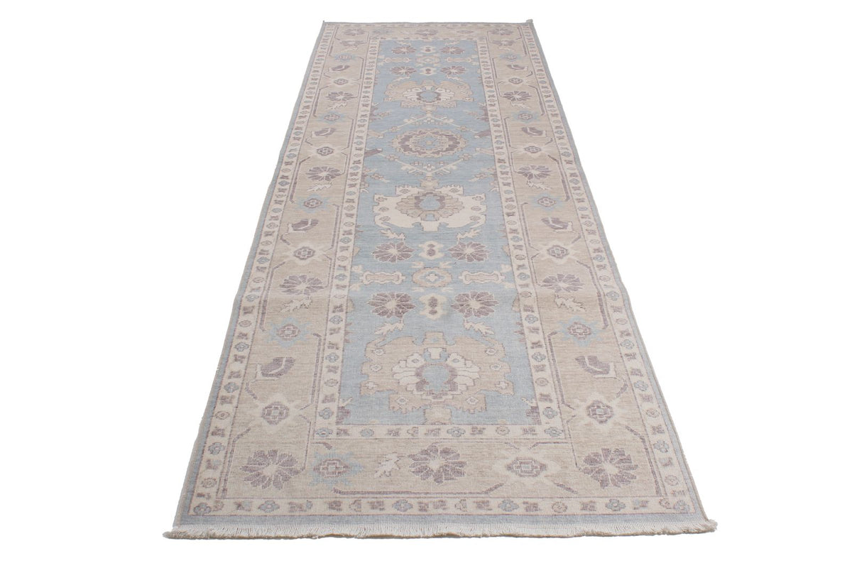 3x11 Beige and Blue Turkish Traditional Runner