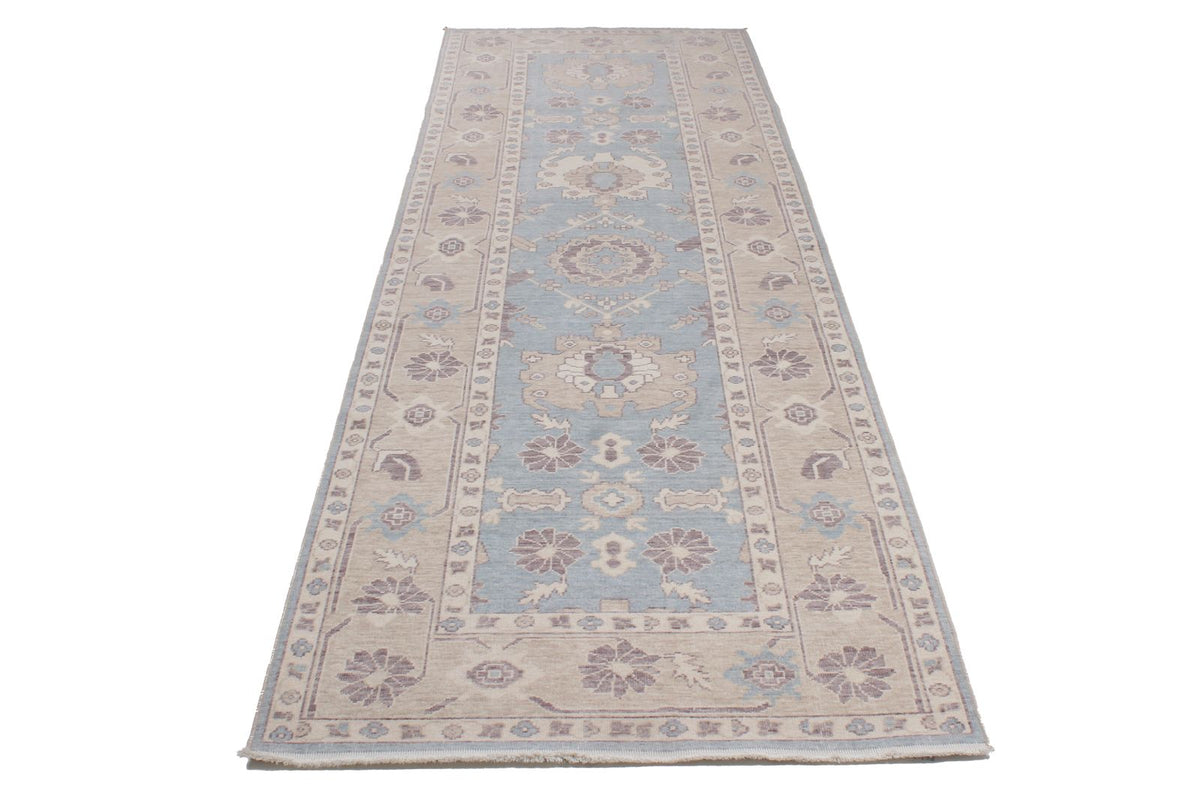 3x11 Beige and Blue Turkish Traditional Runner