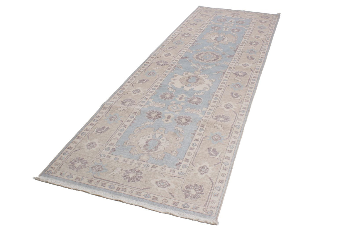 3x11 Beige and Blue Turkish Traditional Runner