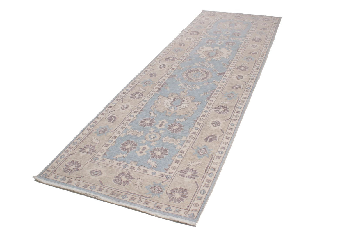 3x11 Beige and Blue Turkish Traditional Runner