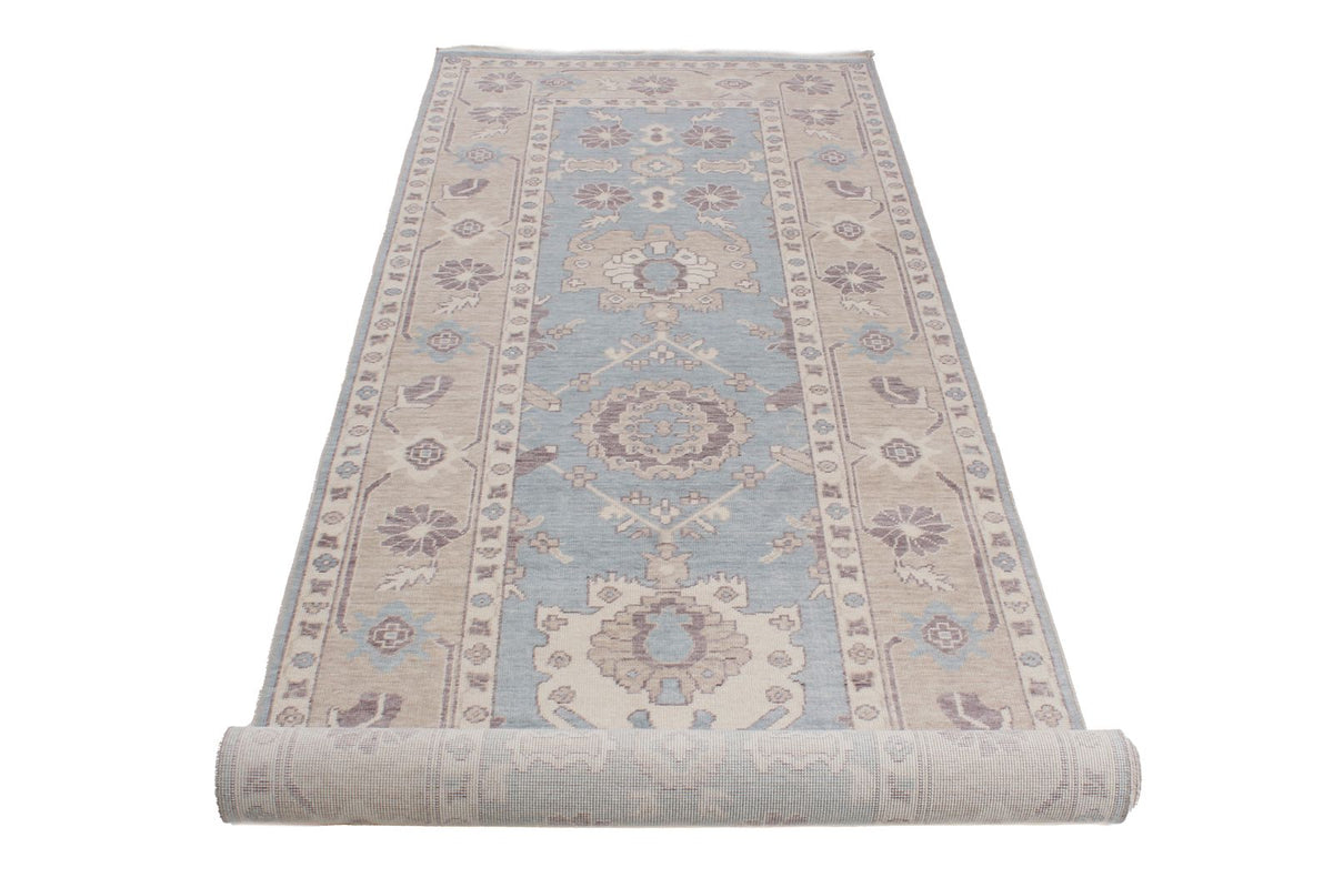 3x11 Beige and Blue Turkish Traditional Runner