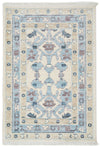 2x3 Ivory and Blue Turkish Traditional Rug