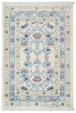 2x3 Ivory and Blue Turkish Traditional Rug