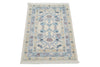 2x3 Ivory and Blue Turkish Traditional Rug