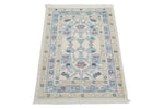 2x3 Ivory and Blue Turkish Traditional Rug