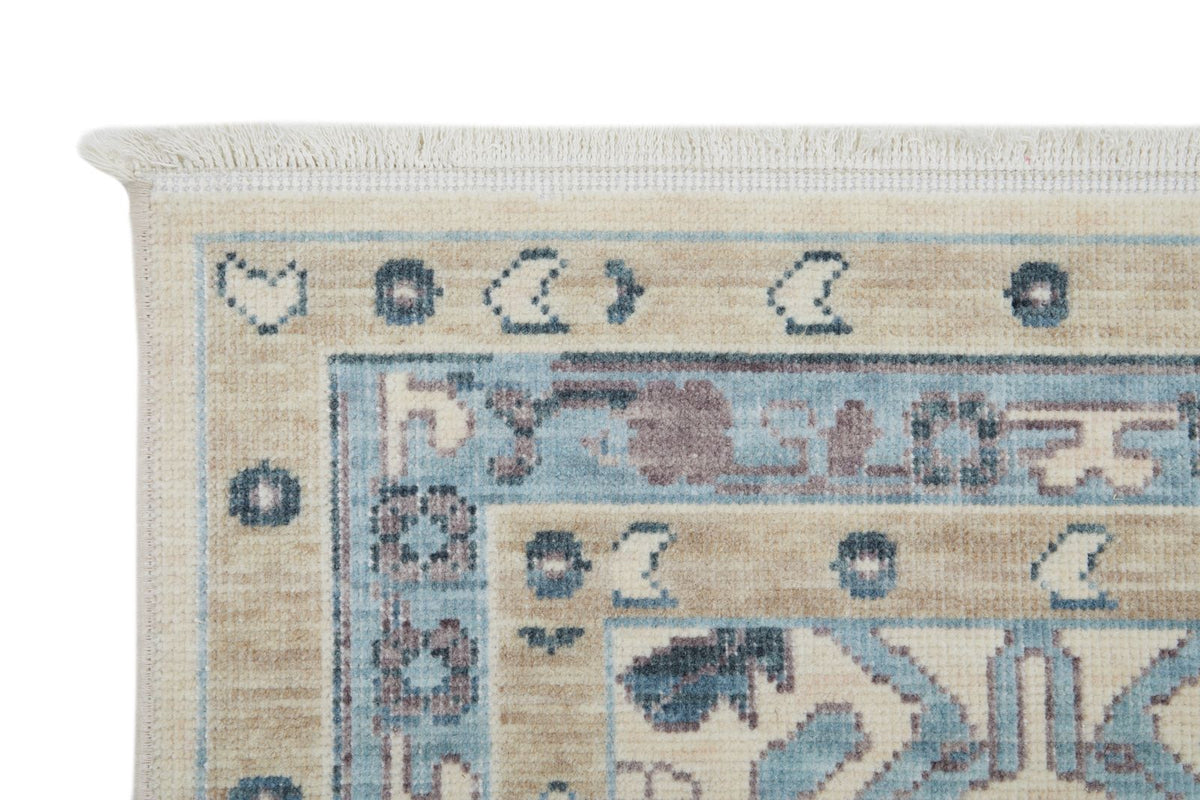 2x3 Ivory and Blue Turkish Traditional Rug