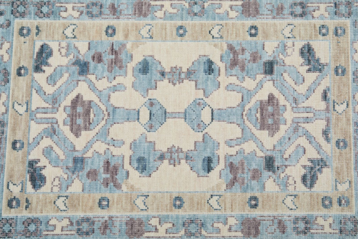 2x3 Ivory and Blue Turkish Traditional Rug