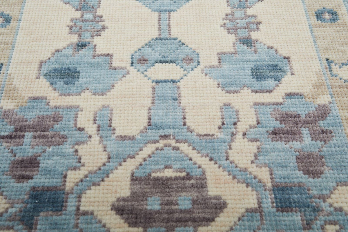 2x3 Ivory and Blue Turkish Traditional Rug