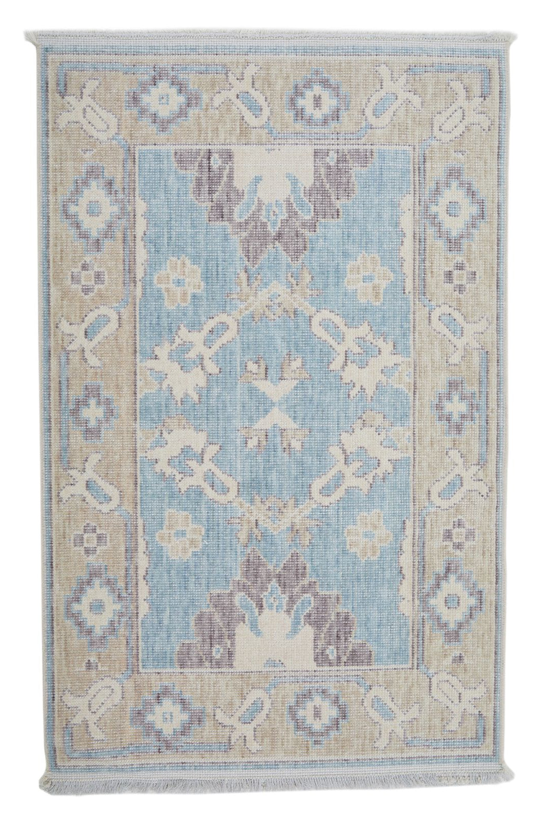 2x3 Blue and Beige Turkish Traditional Rug