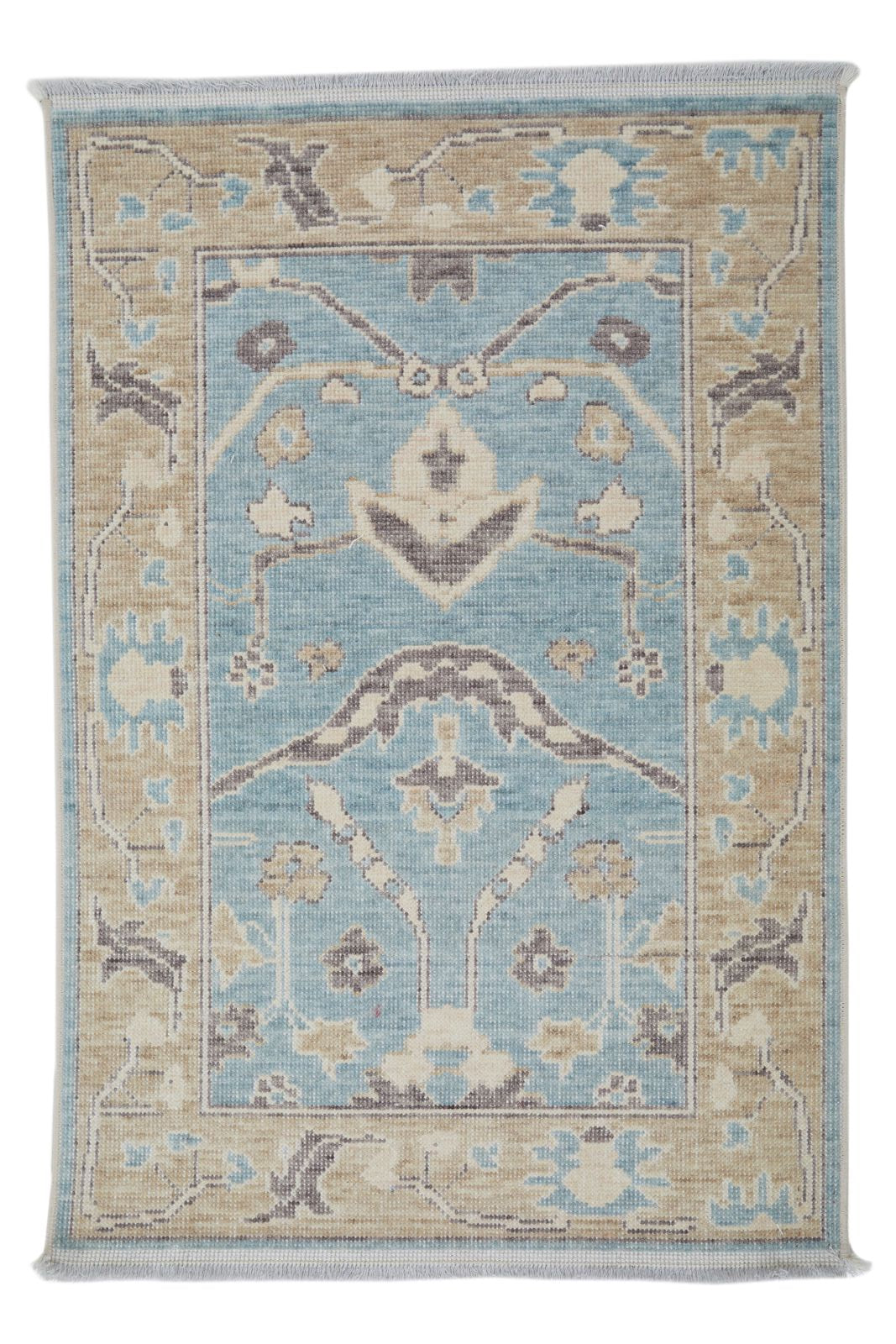 2x3 Blue and Beige Turkish Traditional Rug