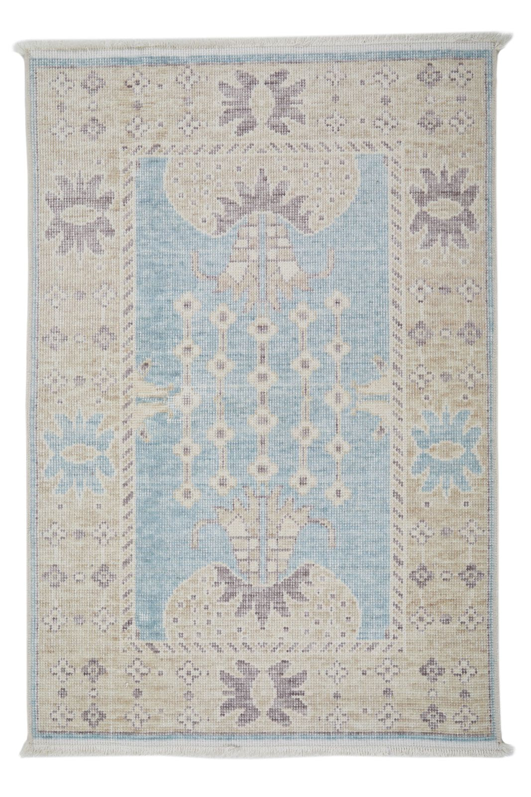2x3 Blue and Beige Turkish Traditional Rug
