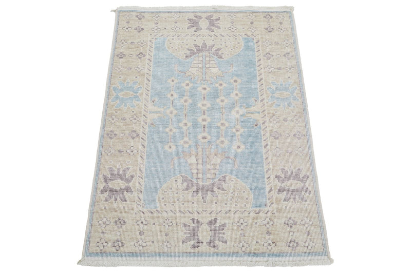 2x3 Blue and Beige Turkish Traditional Rug