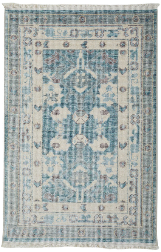 2x3 Green and Gray Turkish Traditional Rug