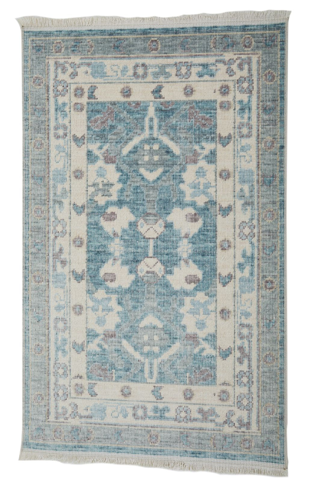 2x3 Green and Gray Turkish Traditional Rug