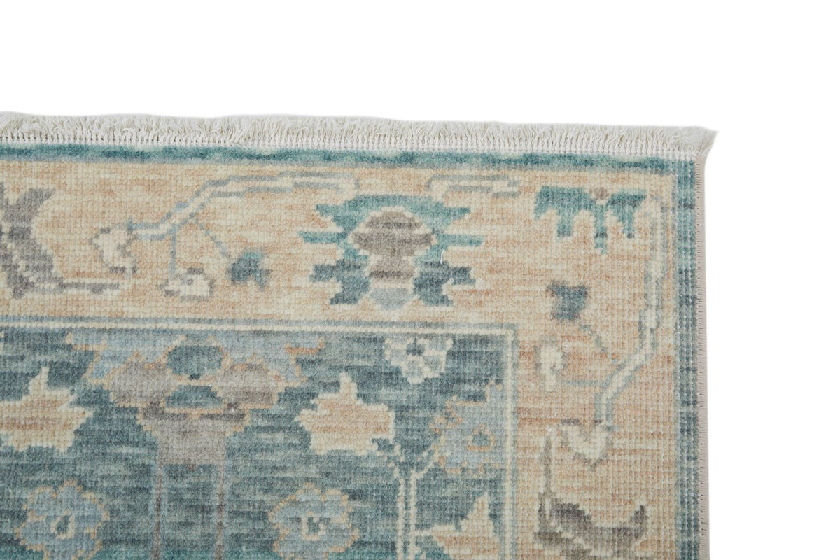 2x3 Green and Beige Turkish Traditional Rug