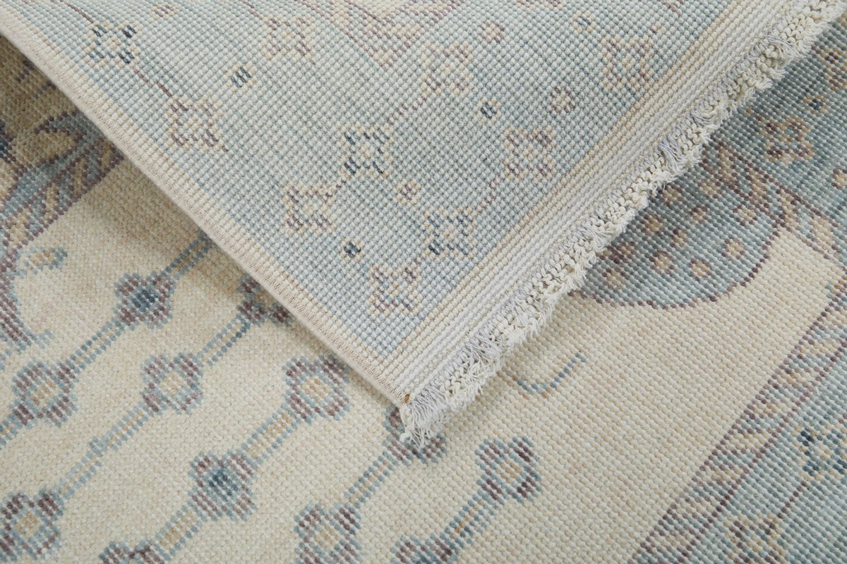 2x3 Ivory and Blue Turkish Traditional Rug