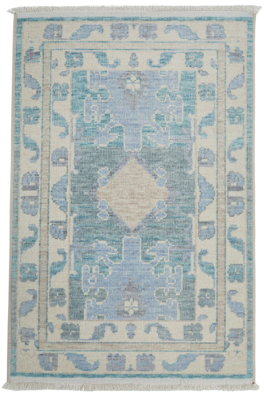 2x3 Gray and Ivory Turkish Traditional Rug