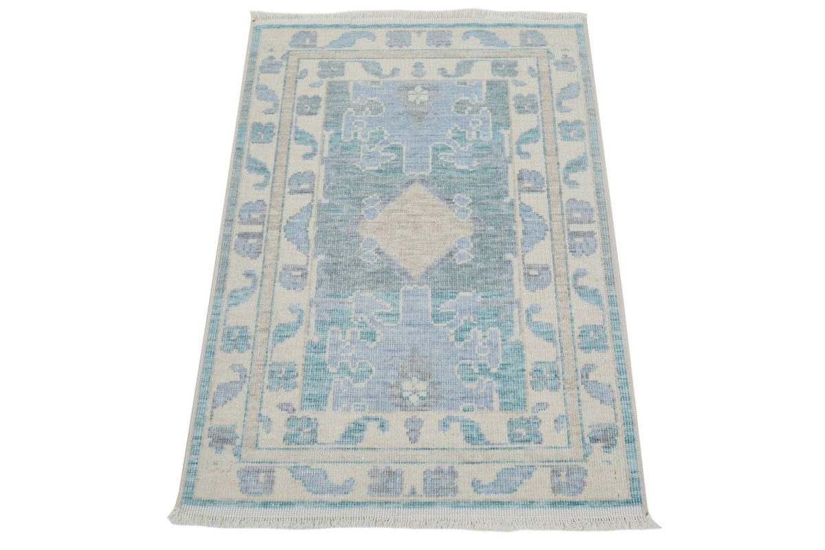 2x3 Gray and Ivory Turkish Traditional Rug