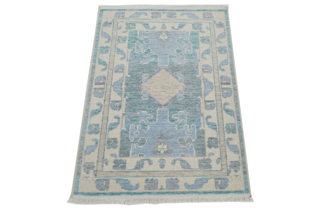 2x3 Gray and Ivory Turkish Traditional Rug