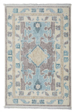 2x3 Gray and Ivory Turkish Traditional Rug