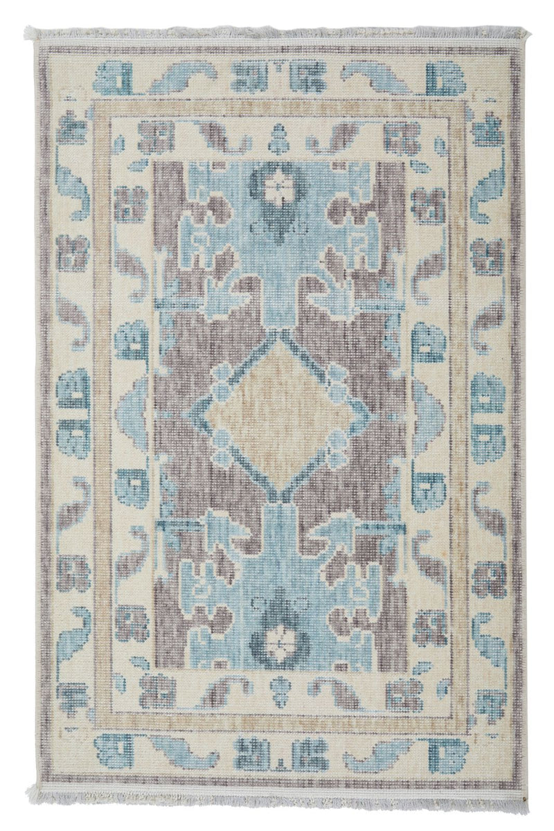 2x3 Gray and Ivory Turkish Traditional Rug