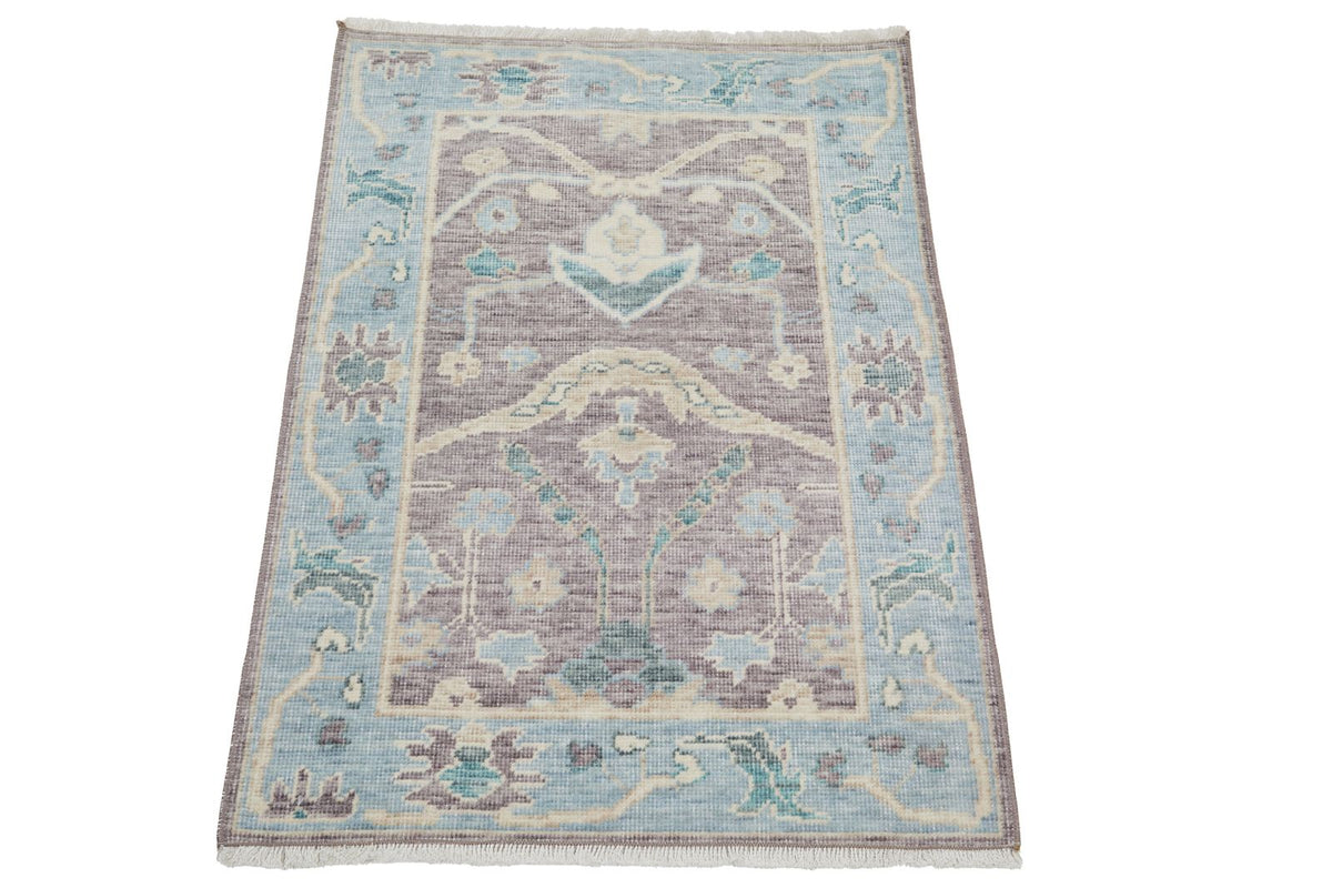 2x3 Purple and Blue Turkish Traditional Rug