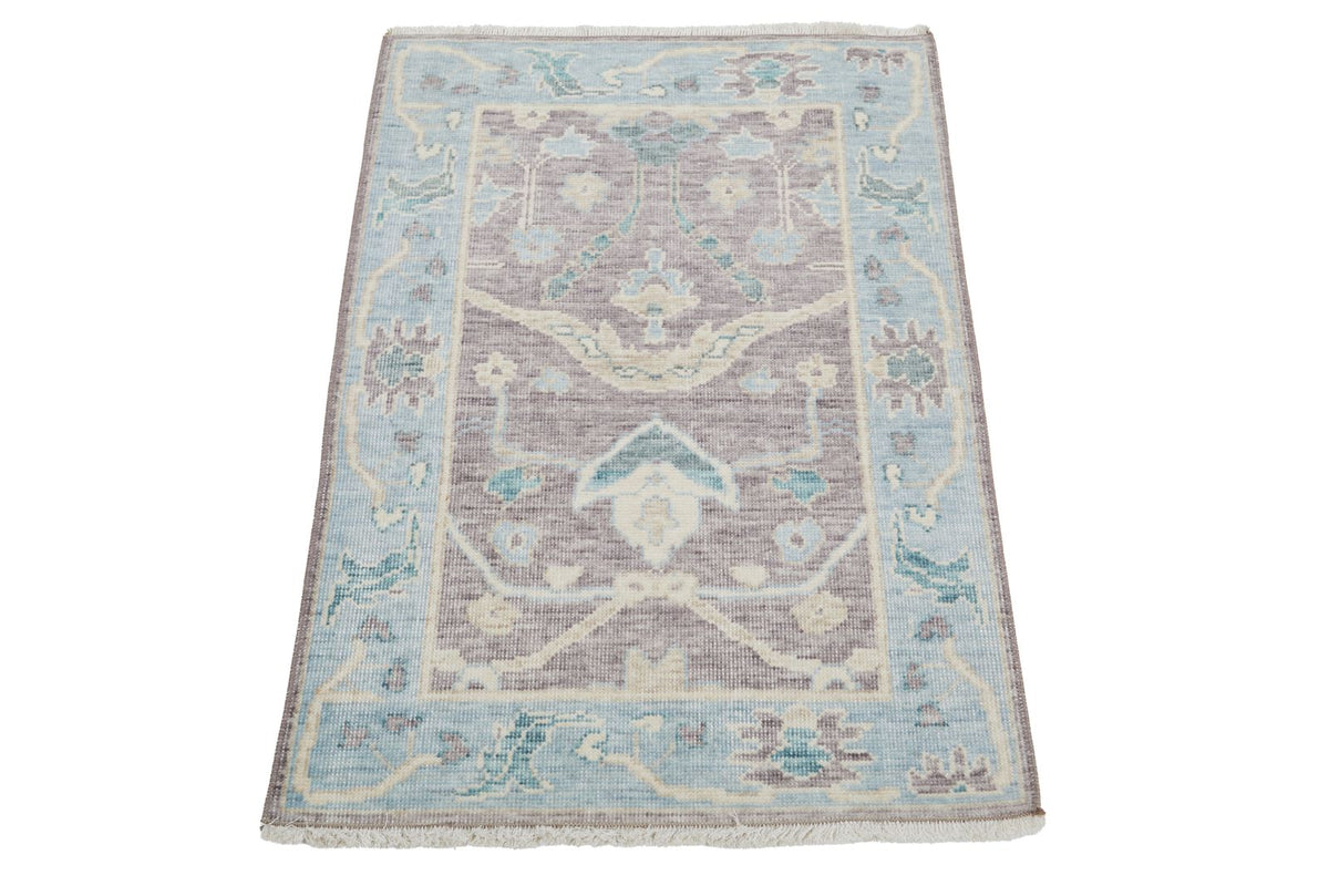 2x3 Purple and Blue Turkish Traditional Rug