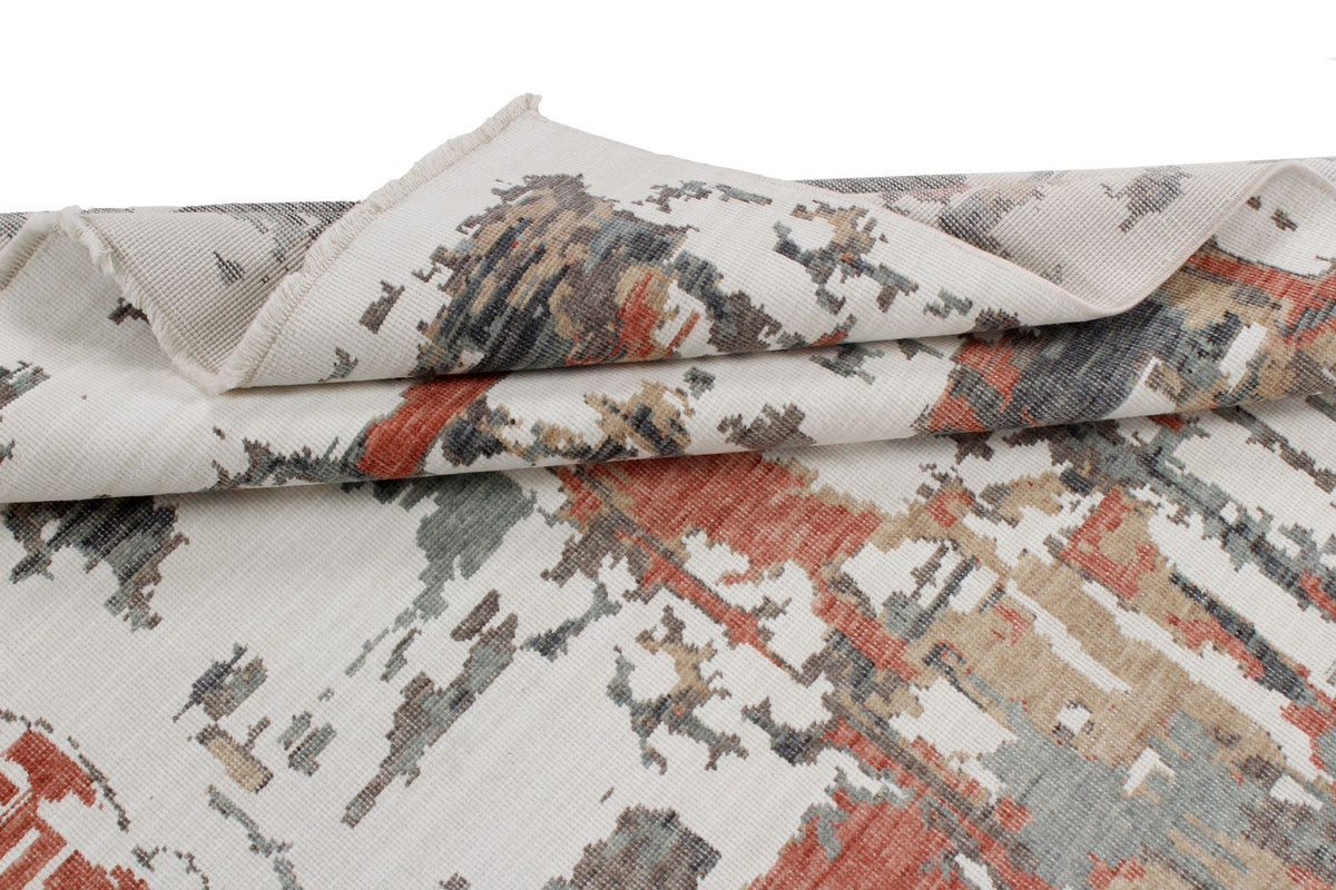 4x6 Ivory and Multicolor Turkish Traditional Rug