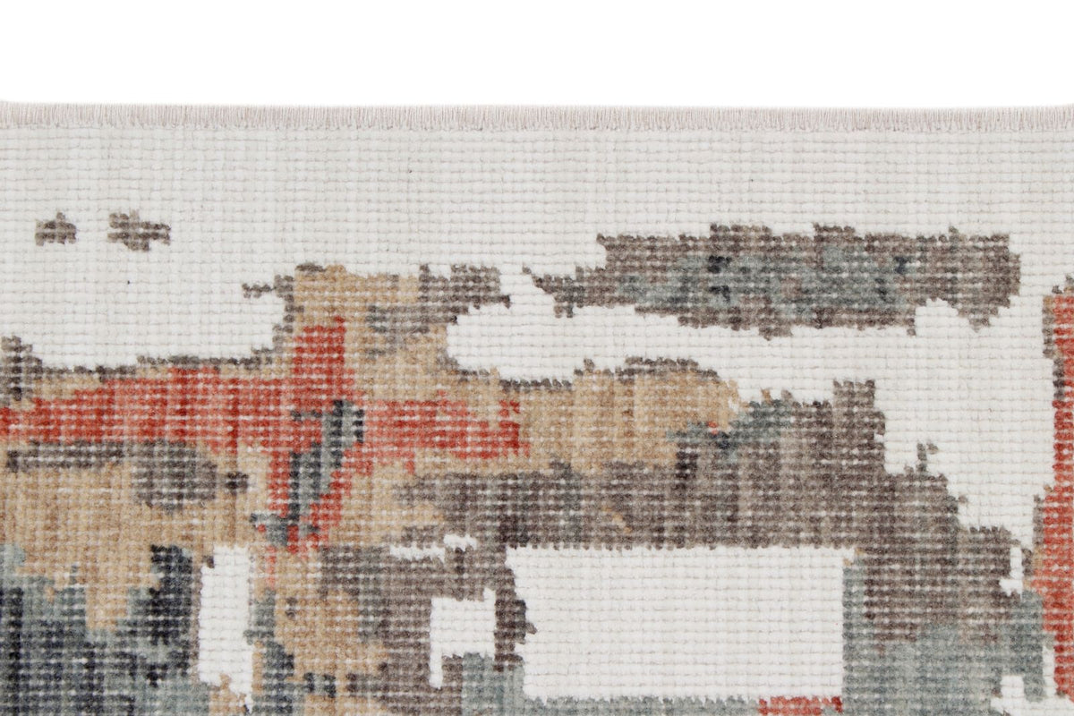 4x6 Ivory and Multicolor Turkish Traditional Rug