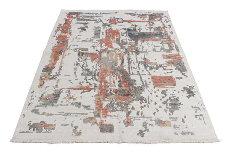 4x6 Ivory and Multicolor Turkish Traditional Rug