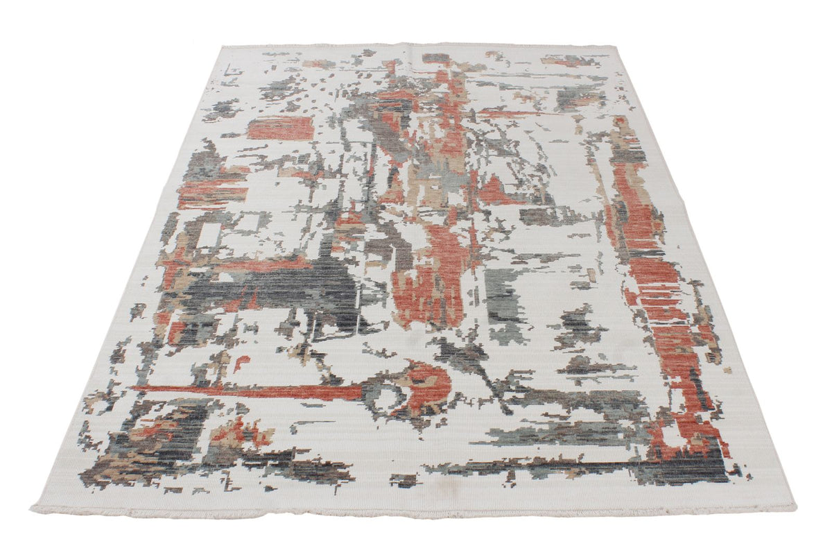 4x6 Ivory and Multicolor Turkish Traditional Rug