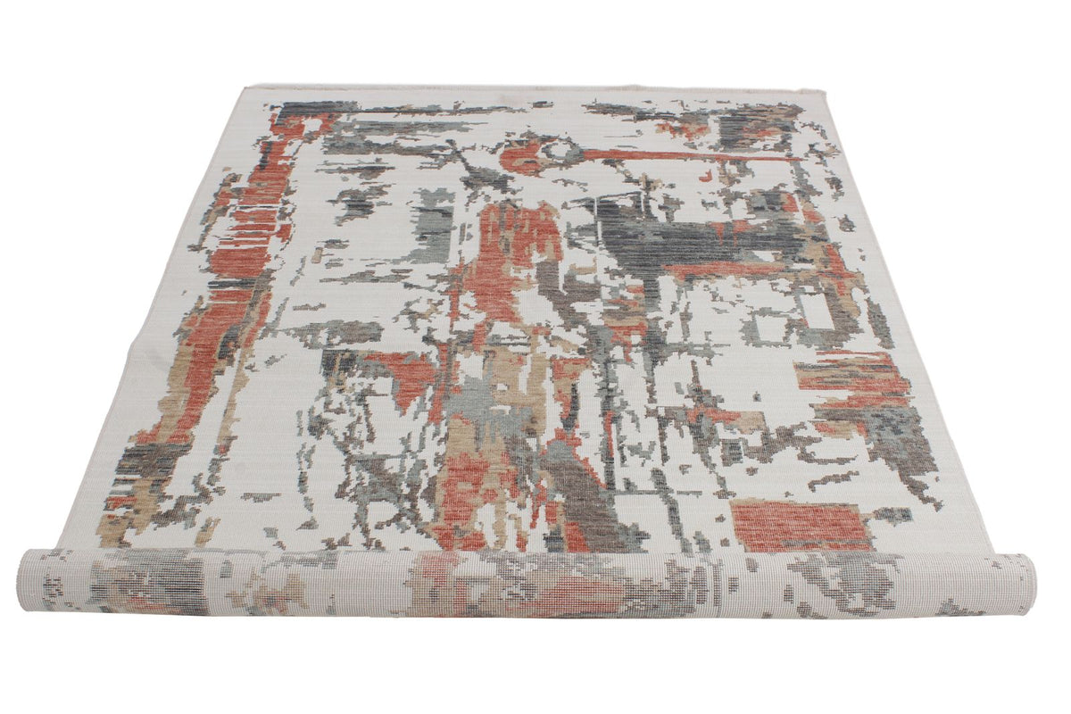 4x6 Ivory and Multicolor Turkish Traditional Rug