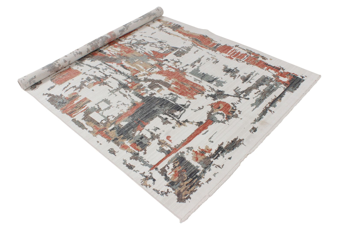 4x6 Ivory and Multicolor Turkish Traditional Rug