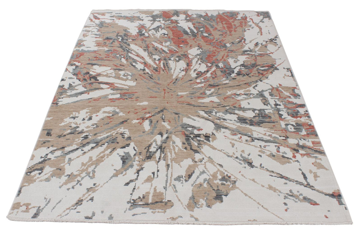 4x6 Ivory and Multicolor Turkish Traditional Rug